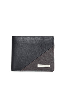 United Colors of Benetton Men Black & Brown Colourblocked Leather Wallet