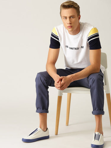 United Colors of Benetton Men White Solid Round Neck T-shirt