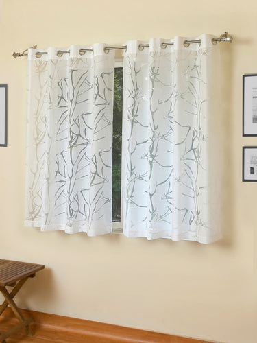 ROSARA HOME White Sheer Set of 2 Window Curtains